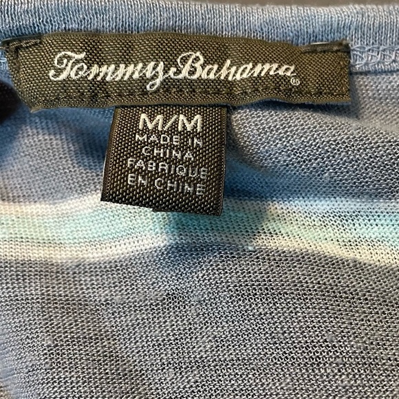 Tommy Bahama 100% linen striped blue dolman batwing 3/4 sleeve top size M - Picture 4 of 9